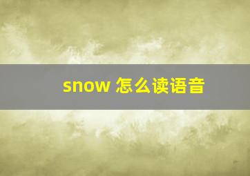 snow 怎么读语音